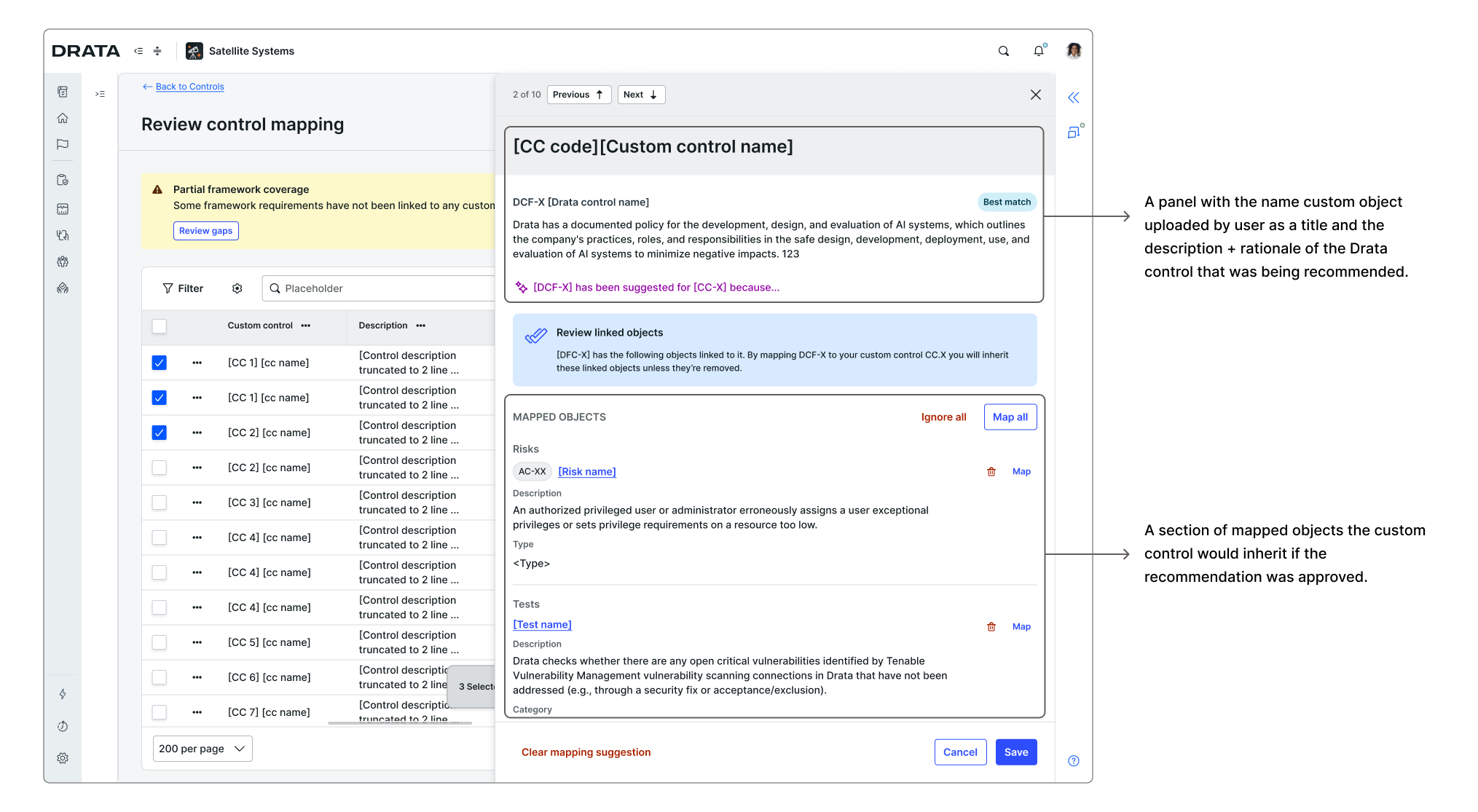 Research version detail: closer view of the original mapping model tested in moderated sessions